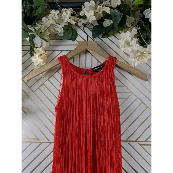 Bebe Fringe Tassel Flowy Tank Top Sleeveless Orange Size Small READ - Picture 2 of 9